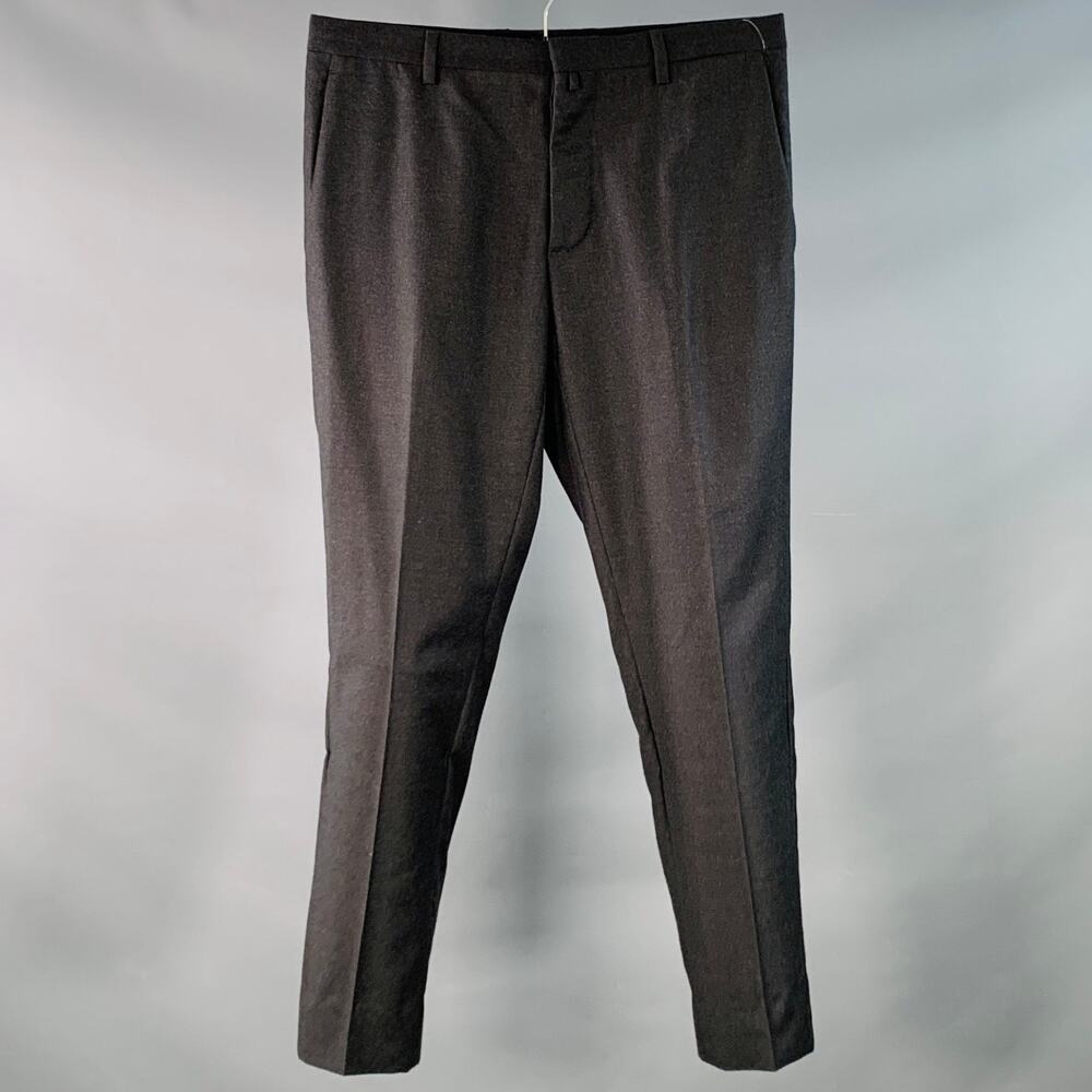 JIL SANDER Size 30 Grey Charcoal Twill Wool Tapered Dress Pants